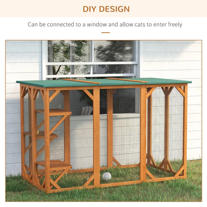 PawHut Catio Outdoor Enclosure - 70.75" x 31.5" x 44" - OmniaPaws