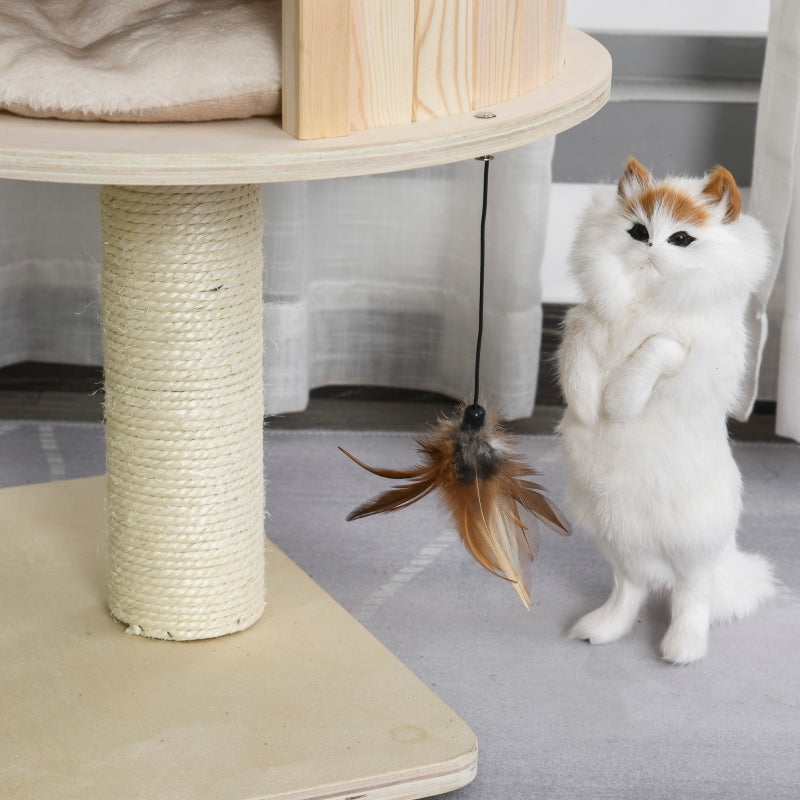 PawHut 3-Level Cat Tree with Sisal Scratching Posts - Default Title | OmniaPaws