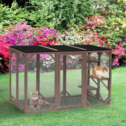 PawHut Catio Outdoor Enclosure - 70.75" x 31.5" x 44" - OmniaPaws