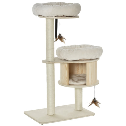 PawHut 3-Level Cat Tree with Sisal Scratching Posts - OmniaPaws