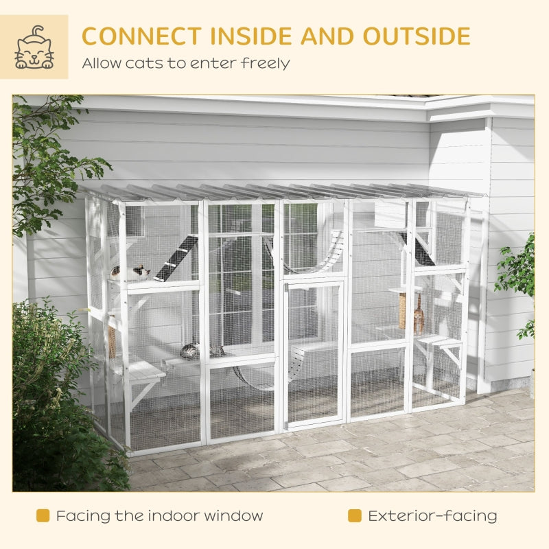 PawHut Catio Window Box Outside Enclosure - 118" x 37.5" x 74" - OmniaPaws