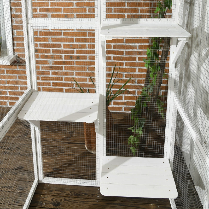 PawHut Large Catio Enclosure with Weather Protection, 6 Cat Platforms 71" x 38.5" x 71" - OmniaPaws