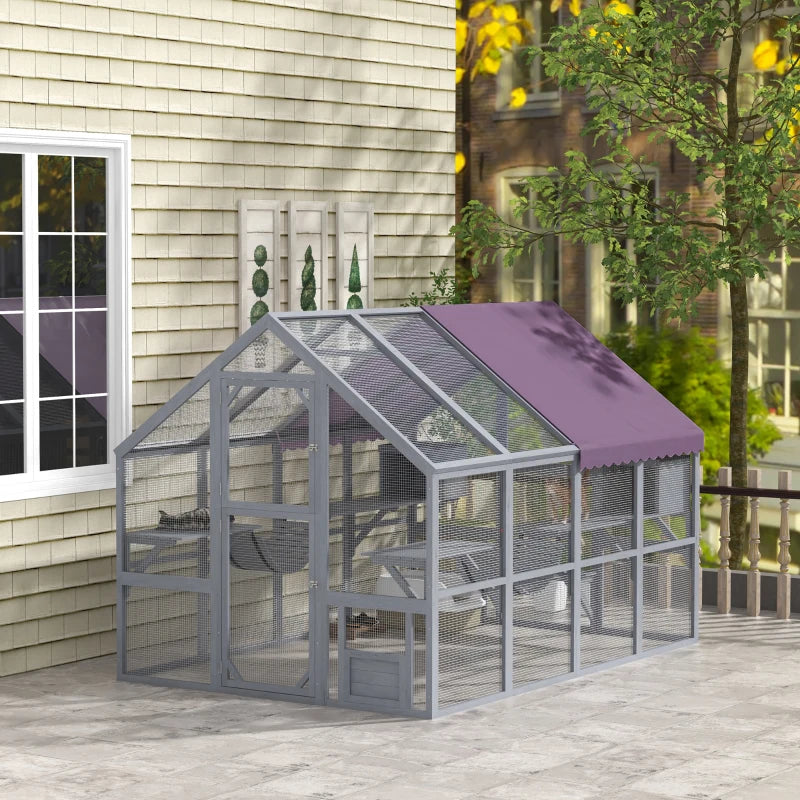 PawHut Catio Outdoor Enclosure - 110.2" x 73" x 74" - OmniaPaws