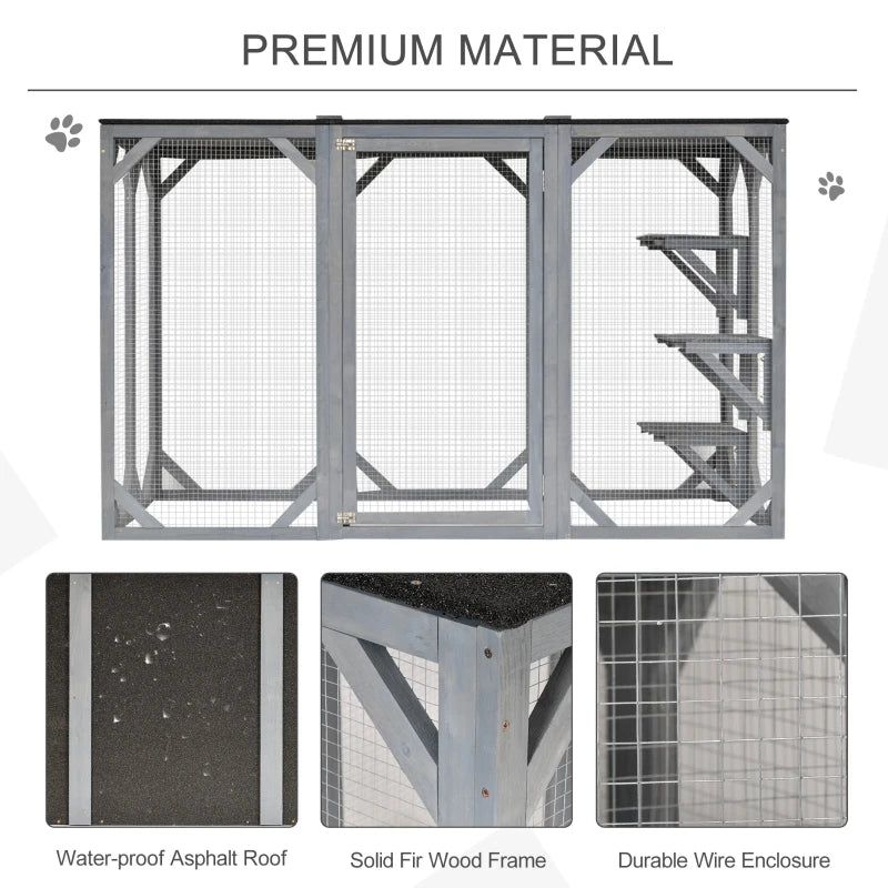 PawHut Catio Outdoor Enclosure - 70.75" x 31.5" x 44" - OmniaPaws