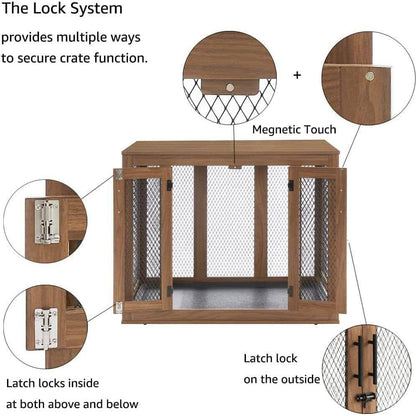 Unipaws Furniture Dog Crate with Cushion and Tray - OmniaPaws