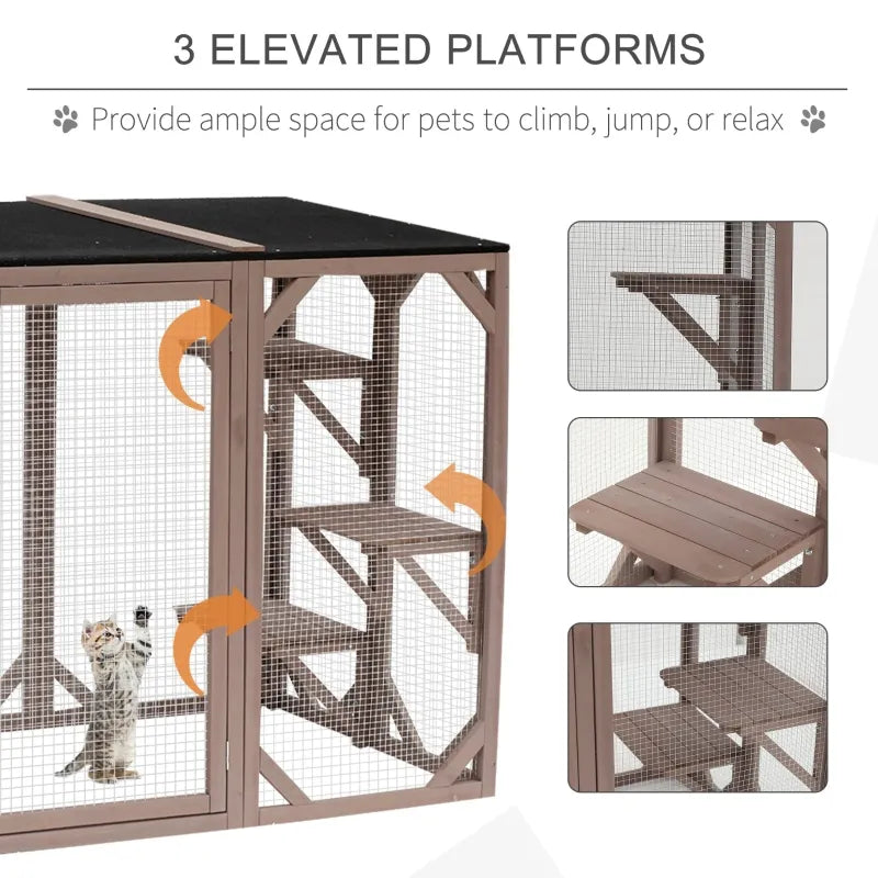 PawHut Catio Outdoor Enclosure - 70.75" x 31.5" x 44" - OmniaPaws