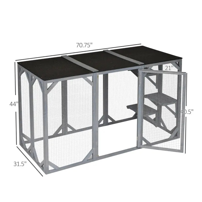 PawHut Catio Outdoor Enclosure - 70.75" x 31.5" x 44" - OmniaPaws