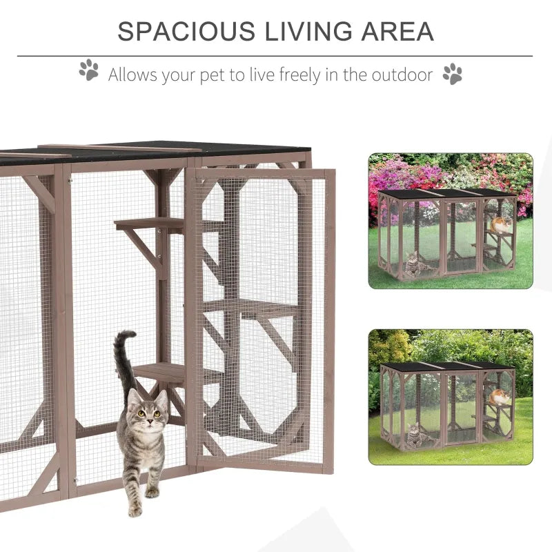 PawHut Catio Outdoor Enclosure - 70.75" x 31.5" x 44" - OmniaPaws