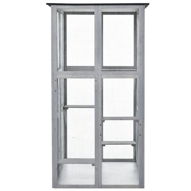 PawHut Large Catio Enclosure with Weather Protection, 6 Cat Platforms 71" x 38.5" x 71" - OmniaPaws