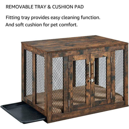 Unipaws Furniture Dog Crate with Cushion and Tray - OmniaPaws