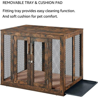 Unipaws Furniture Dog Crate with Cushion and Tray - OmniaPaws