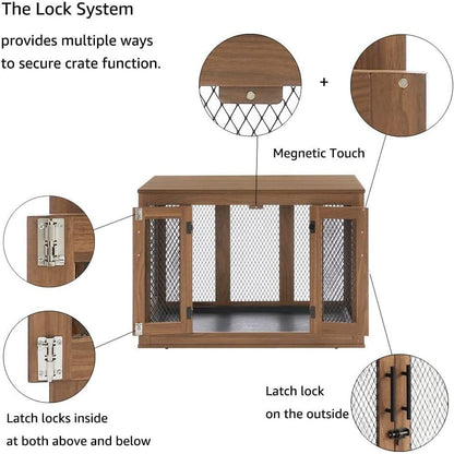 Unipaws Furniture Dog Crate with Cushion and Tray - OmniaPaws