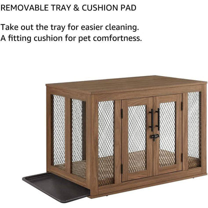 Unipaws Furniture Dog Crate with Cushion and Tray - OmniaPaws