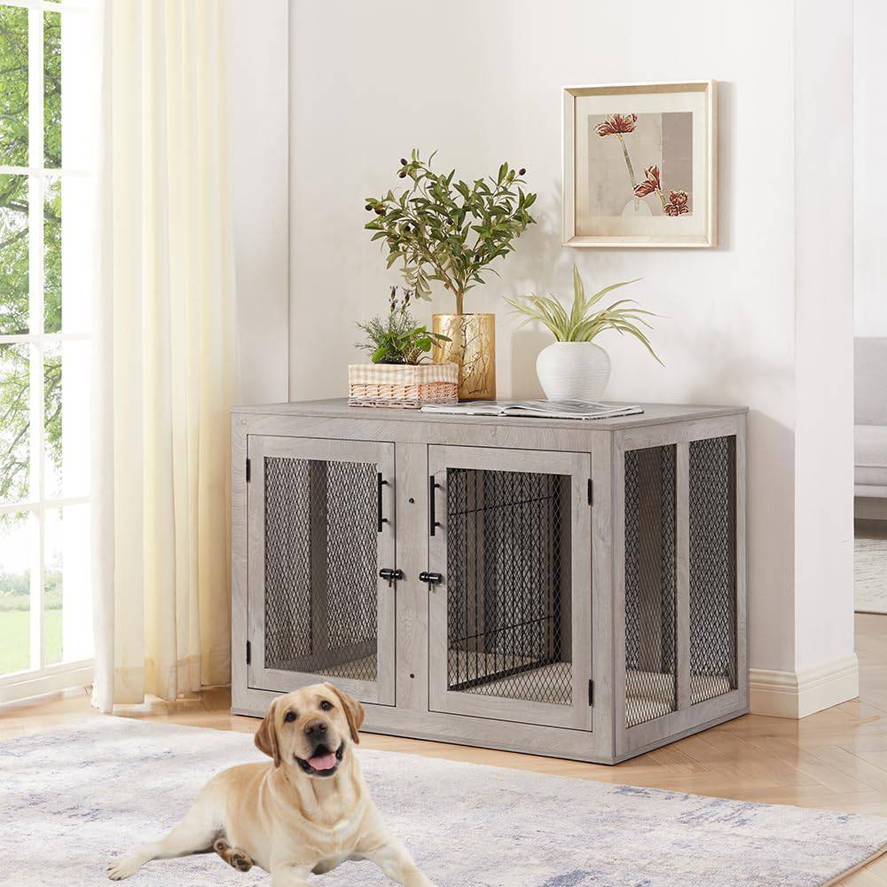 Unipaws Furniture Dog Crate with Cushion and Tray - OmniaPaws