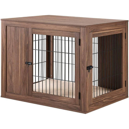 Unipaws Furniture Style Dog Crate End Table with Cushion - OmniaPaws