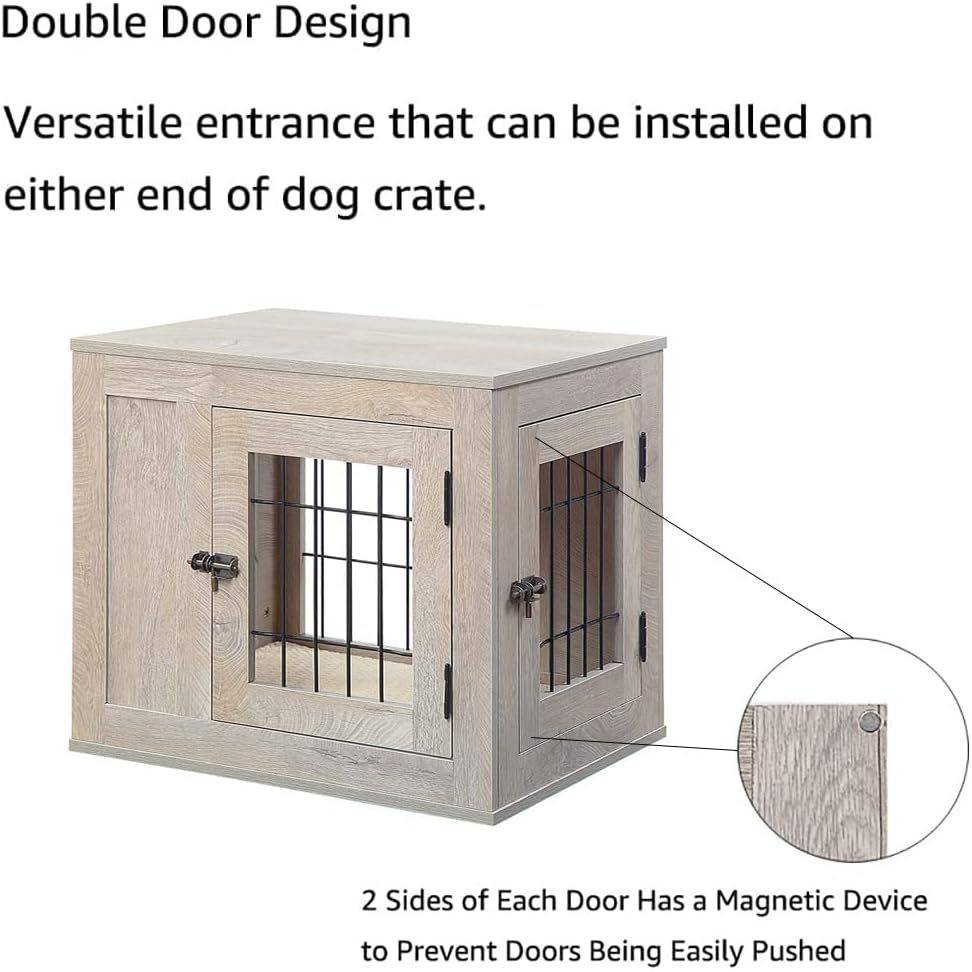 Unipaws Furniture Style Dog Crate End Table with Cushion - OmniaPaws