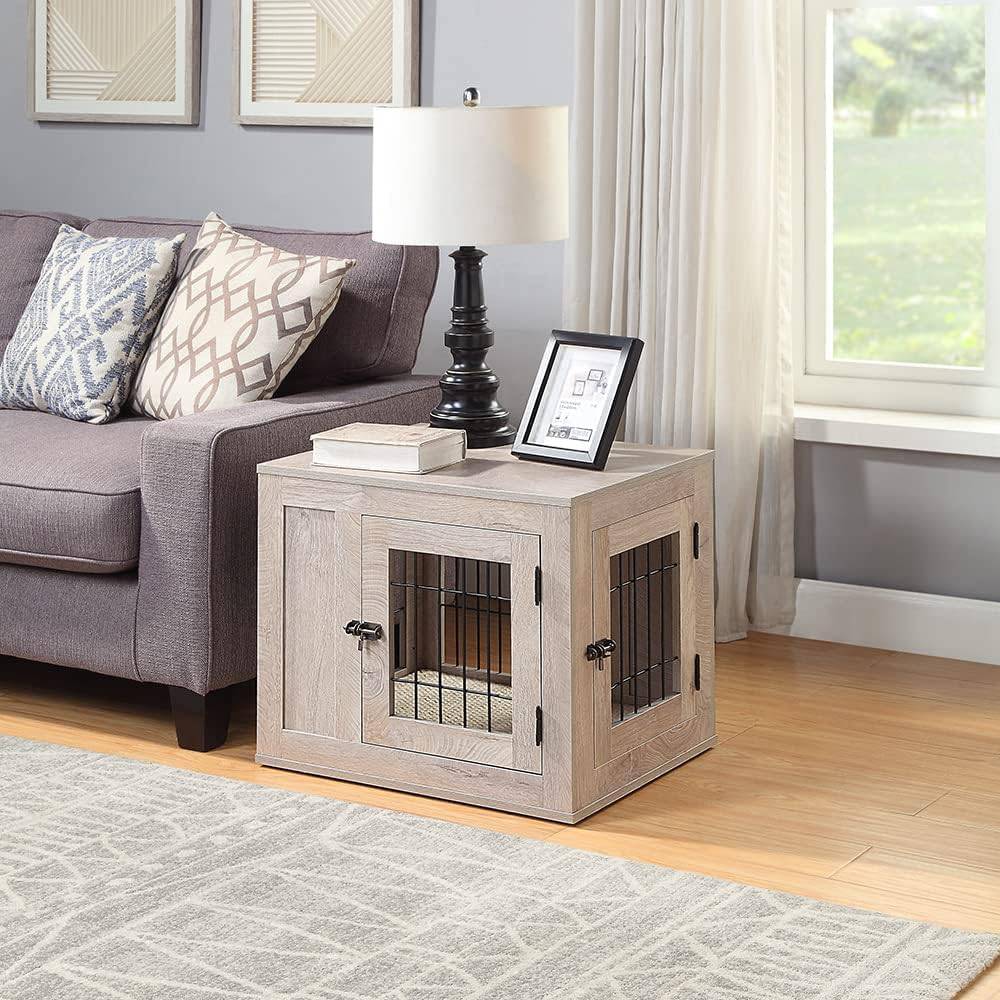 Unipaws Furniture Style Dog Crate End Table with Cushion - OmniaPaws