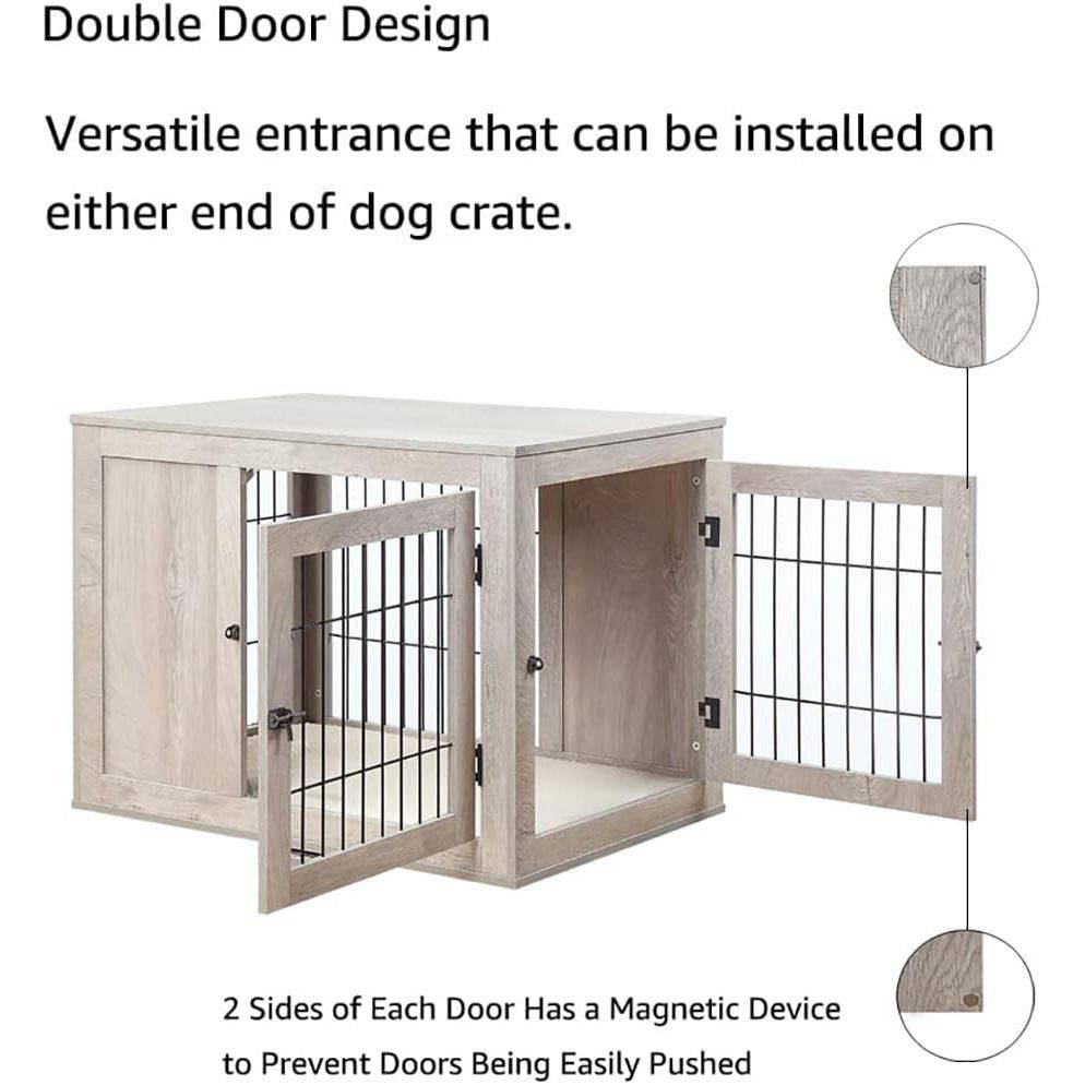 Unipaws Furniture Style Dog Crate End Table with Cushion - OmniaPaws