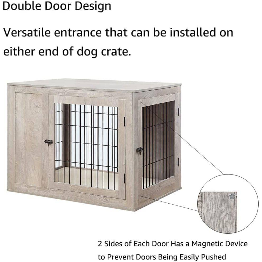 Unipaws Furniture Style Dog Crate End Table with Cushion - OmniaPaws