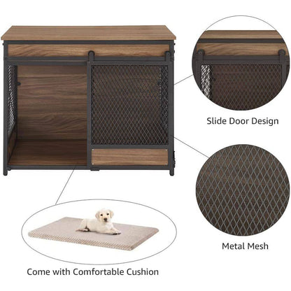 Unipaws Furniture Style Sliding Door Dog Crate - OmniaPaws